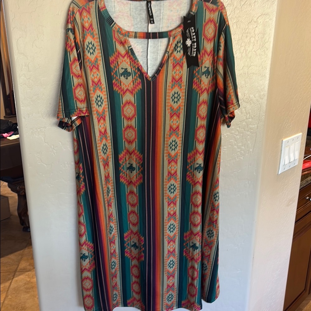 Colorful Geometric Pattern Dress